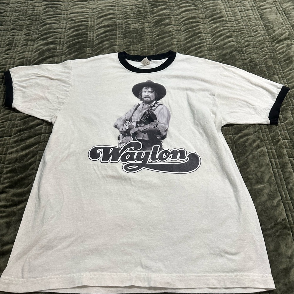 Tultex Men's White and Black Graphic Tee